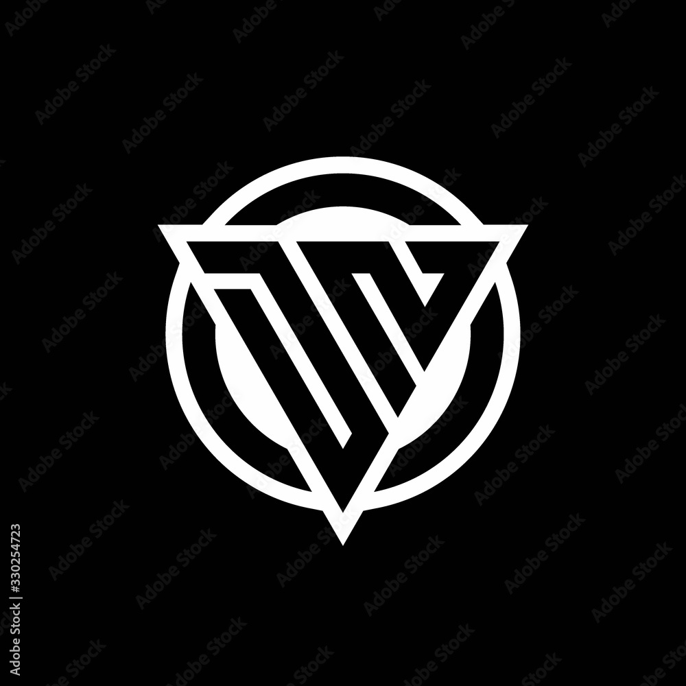 DN logo with negative space triangle shape and circle rounded DN logo with negative space triangle shape and circle rounded