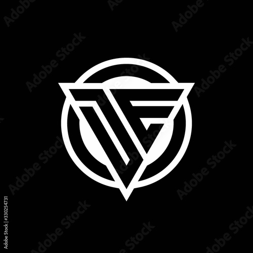 DE logo with negative space triangle shape and circle rounded