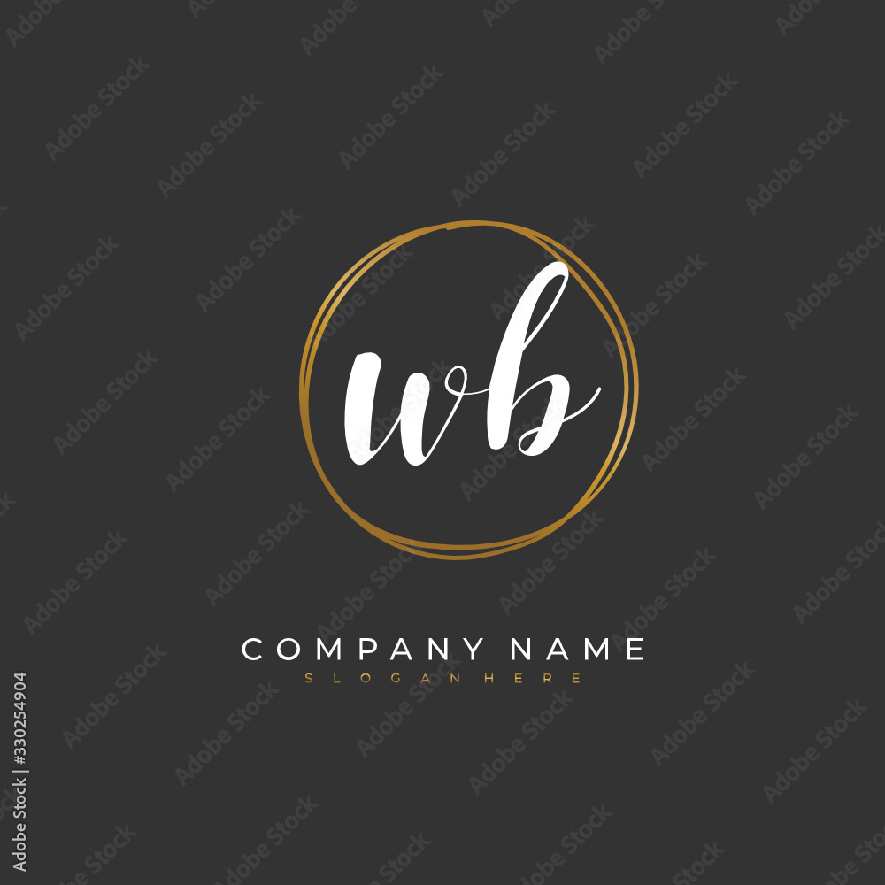 Handwritten initial letter W B WB for identity and logo. Vector logo template with handwriting and signature style. Handwritten initial letter W B WB for identity and logo. Vector logo template with handwriting and signature style.