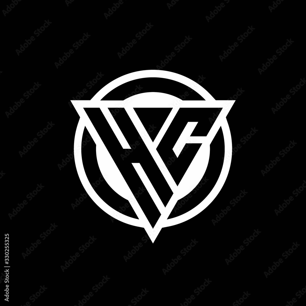 HC logo with negative space triangle shape and circle rounded HC logo with negative space triangle shape and circle rounded
