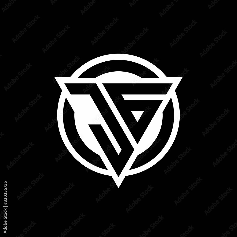 JG logo with negative space triangle shape and circle rounded JG logo with negative space triangle shape and circle rounded
