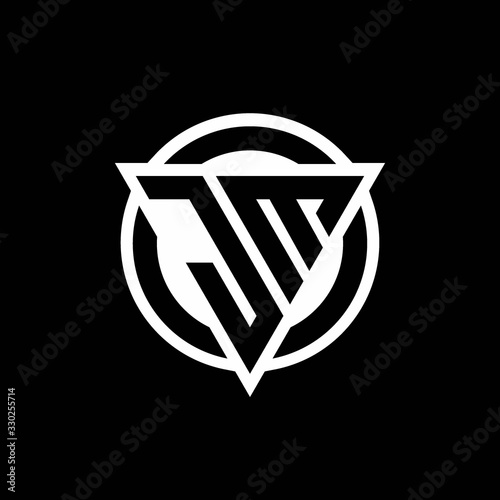 JM logo with negative space triangle shape and circle rounded
