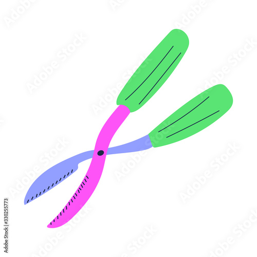 Secateur, hedge shears, gardening element. Flad drawn vector illustration for design.