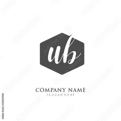Handwritten initial letter U B UB for identity and logo. Vector logo template with handwriting and signature style.