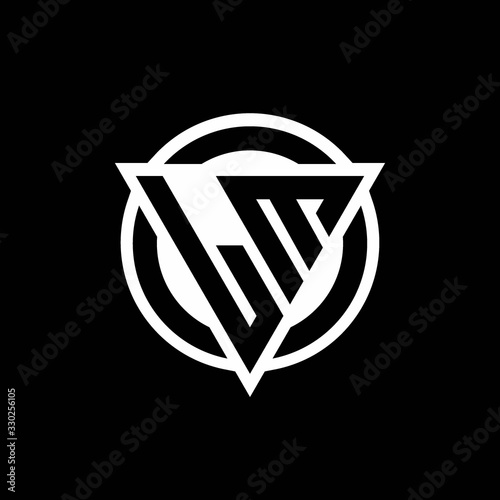LM logo with negative space triangle shape and circle rounded