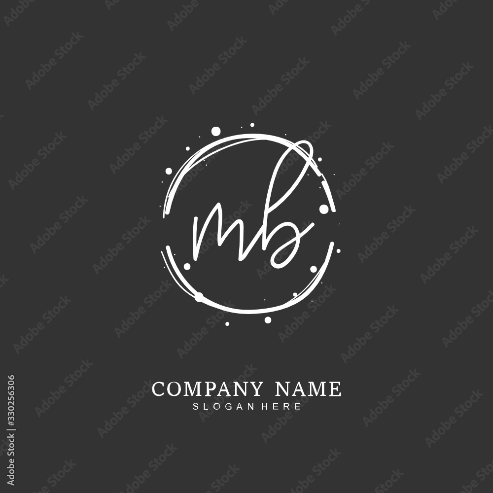 Handwritten initial letter M B MB for identity and logo. Vector logo template with handwriting and signature style.