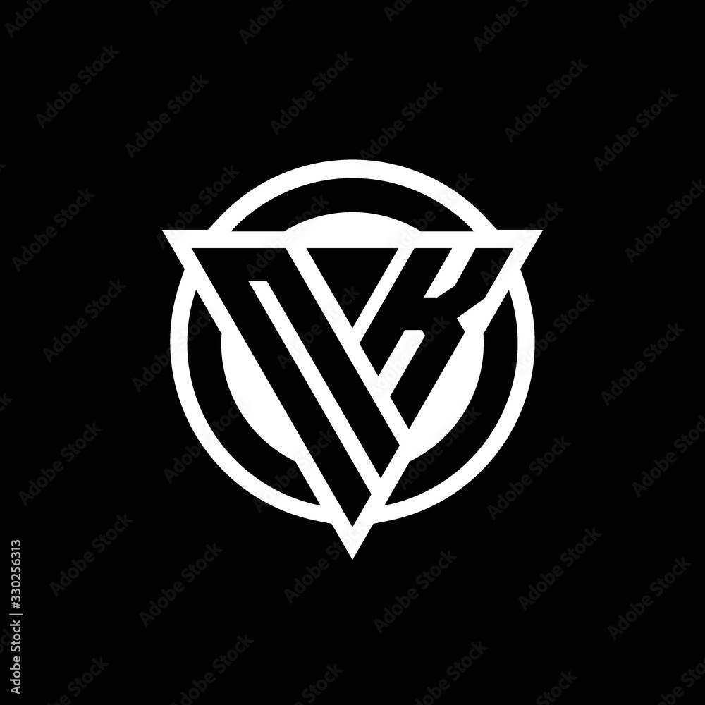 NK logo with negative space triangle shape and circle rounded NK logo with negative space triangle shape and circle rounded