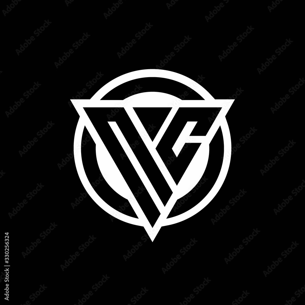 NC logo with negative space triangle shape and circle rounded NC logo with negative space triangle shape and circle rounded