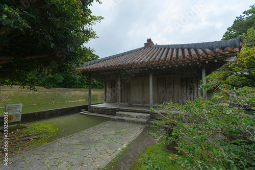 Benzaitendo temple and the pond at Shuri Castle, Naha city, Okinawa, Japan.