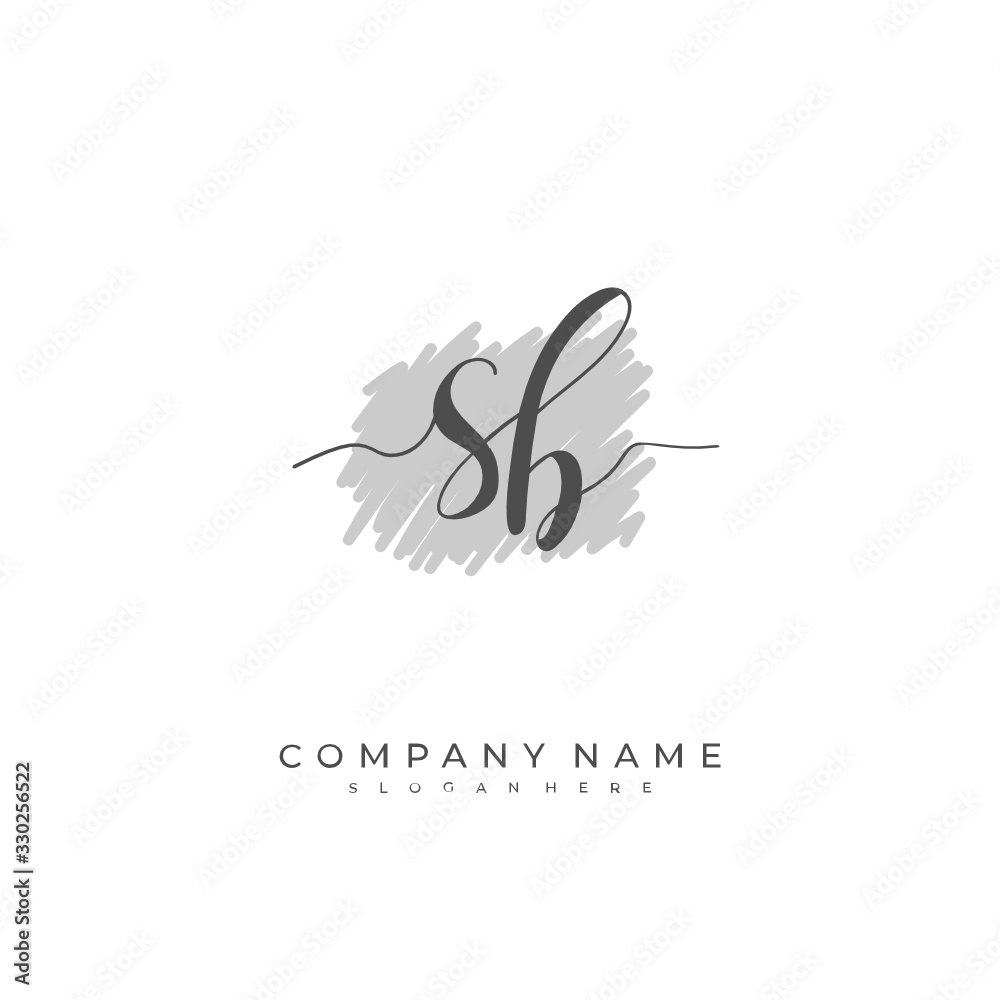Fototapeta premium Handwritten initial letter S B SB for identity and logo. Vector logo template with handwriting and signature style.