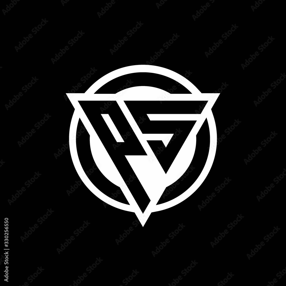PS logo with negative space triangle shape and circle rounded