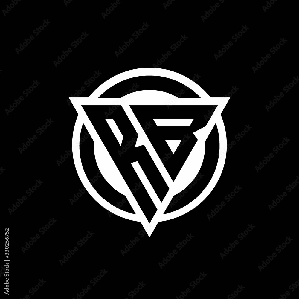 RB logo with negative space triangle shape and circle rounded RB logo with negative space triangle shape and circle rounded