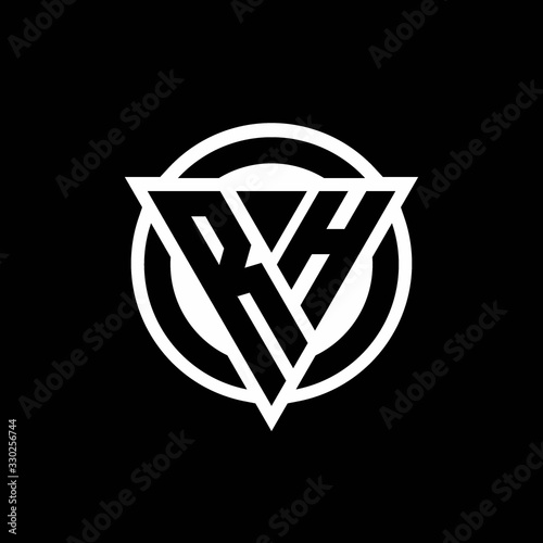 RH logo with negative space triangle shape and circle rounded