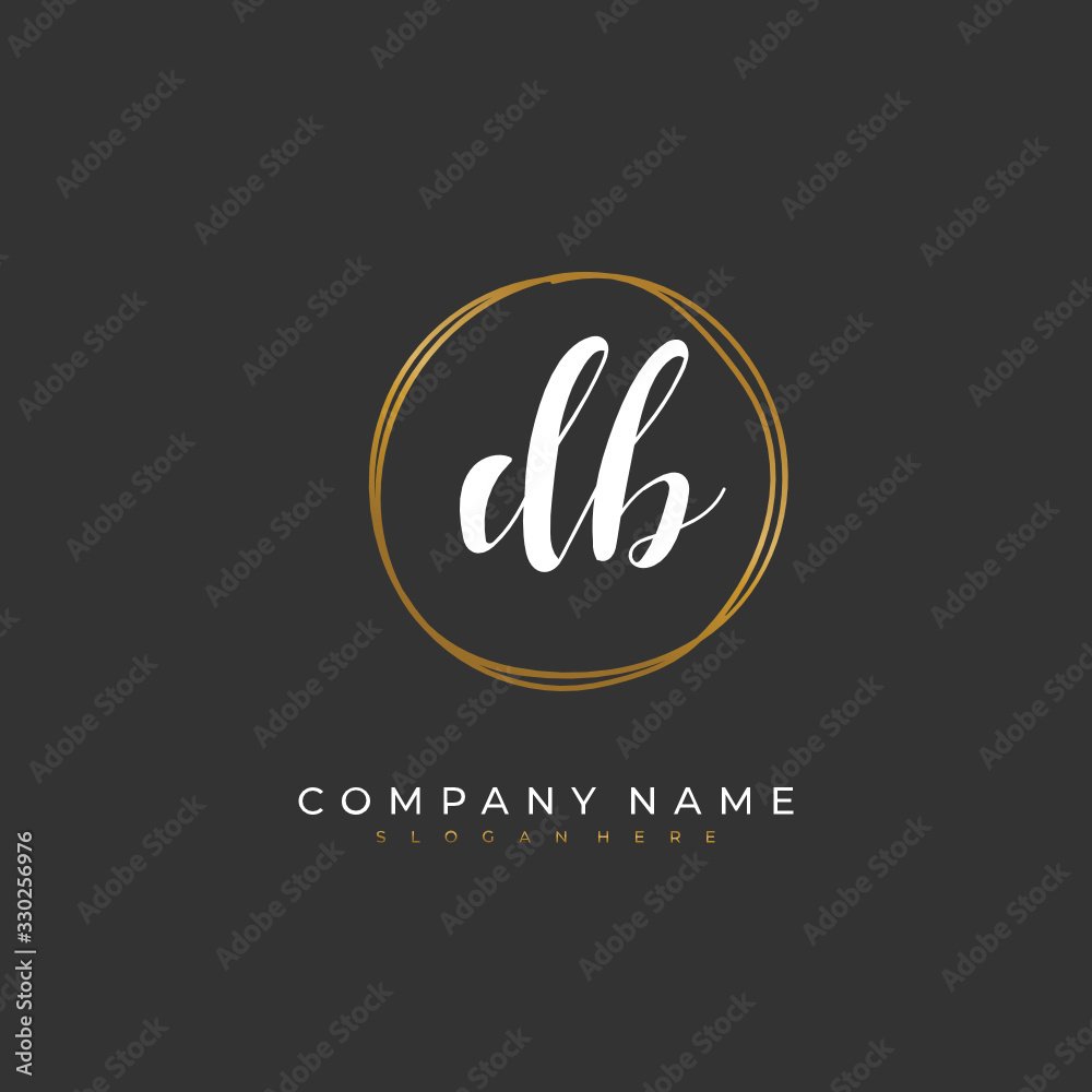 Handwritten initial letter D B DB for identity and logo. Vector logo template with handwriting and signature style.