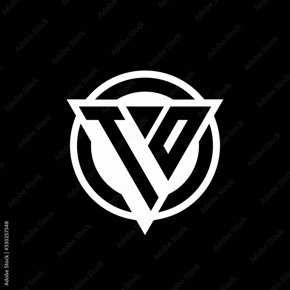 TO logo with negative space triangle shape and circle rounded TO logo with negative space triangle shape and circle rounded