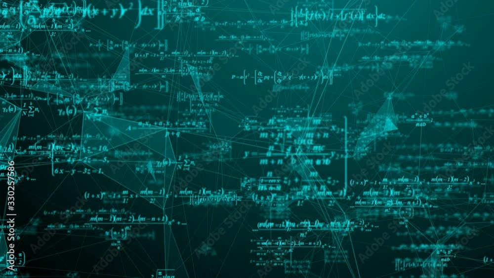 Mathematical formulas move in space, science and mathematical research and development concepts. Video loop