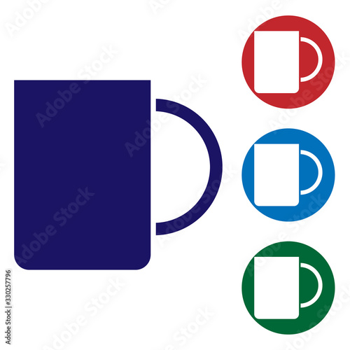 Blue Coffee cup icon isolated on white background. Tea cup. Hot drink coffee. Set color icons in circle buttons. Vector Illustration