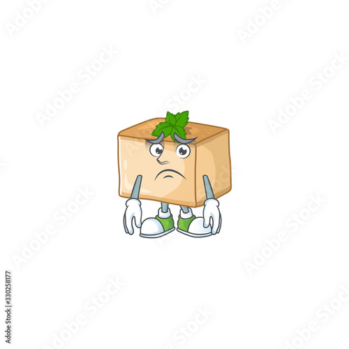 Basbousa mascot design style with worried face