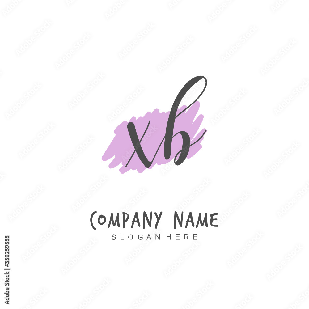  Handwritten initial letter X B XB for identity and logo. Vector logo template with handwriting and signature style.