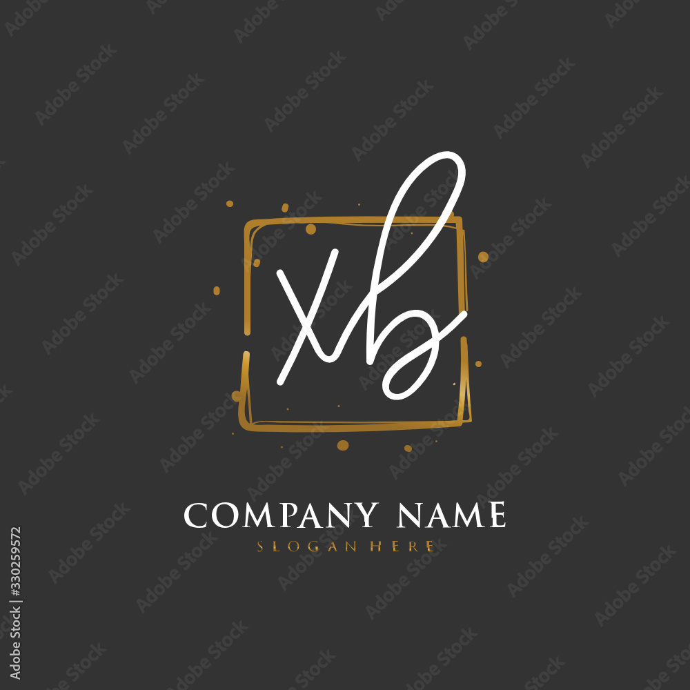 Obraz premium Handwritten initial letter X B XB for identity and logo. Vector logo template with handwriting and signature style.
