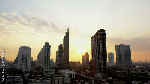 City view at sunrise