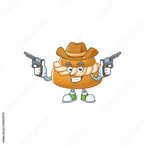 Cool cowboy cartoon design of semla holding guns