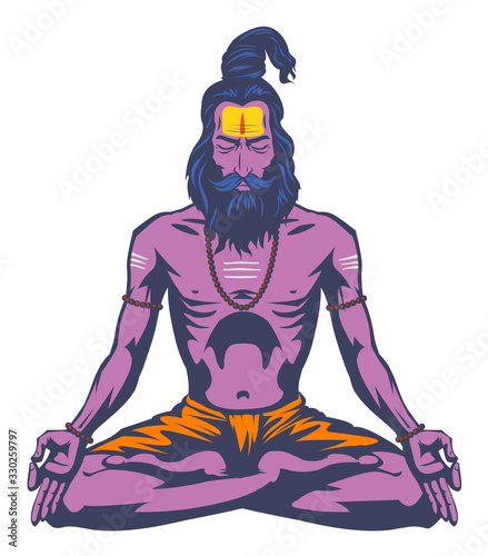 Sadhu, Yoga, illustration, vector, Graphic