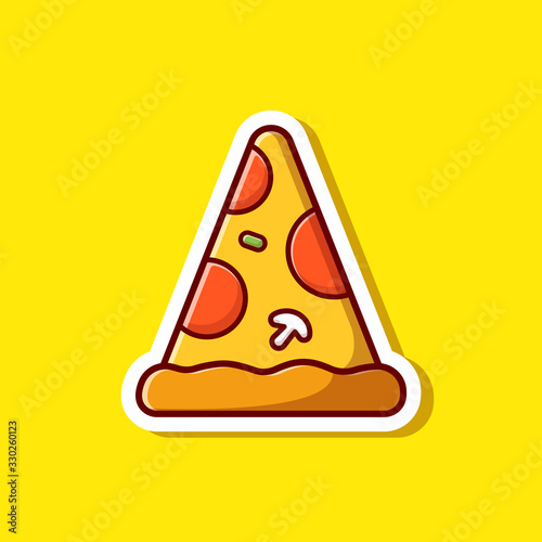 Pizza Vector Icon Illustration. Food Stickers Collection. Food Icon Concept White Isolated. Flat Cartoon Style Suitable for Web Landing Page, Banner, Sticker, Background