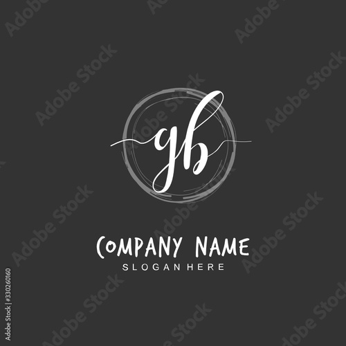 Handwritten initial letter G B GB for identity and logo. Vector logo template with handwriting and signature style.