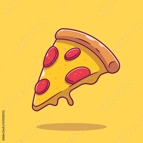 Pizza Vector Icon Illustration. Fast Food Collection. Food Icon Concept White Isolated. Flat Cartoon Style Suitable for Web Landing Page, Banner, Sticker, Background