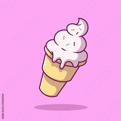 Ice Cream Vector Icon Illustration. Fast Food Collection. Food Icon Concept White Isolated. Flat Cartoon Style Suitable for Web Landing Page, Banner, Sticker, Background