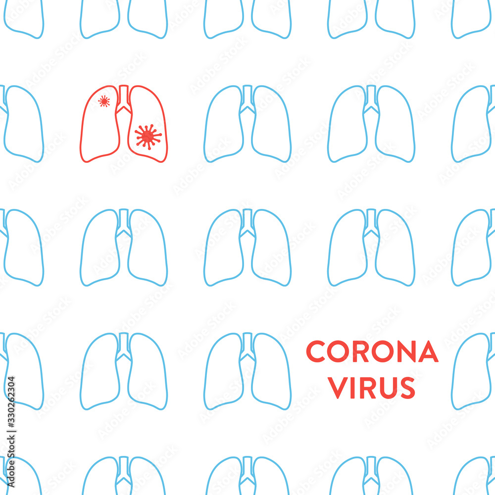 Corona virus 2019-nCov novel medical poster of lungs infected by covid-19. Respiratory system disease. Health care and medical concept. Vector illustration. 