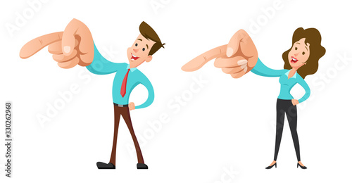 Man and woman pointing vector illustration