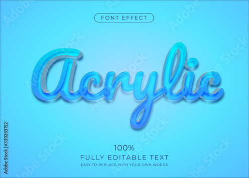 Acrylic transparent text effect. Editable plastic font style