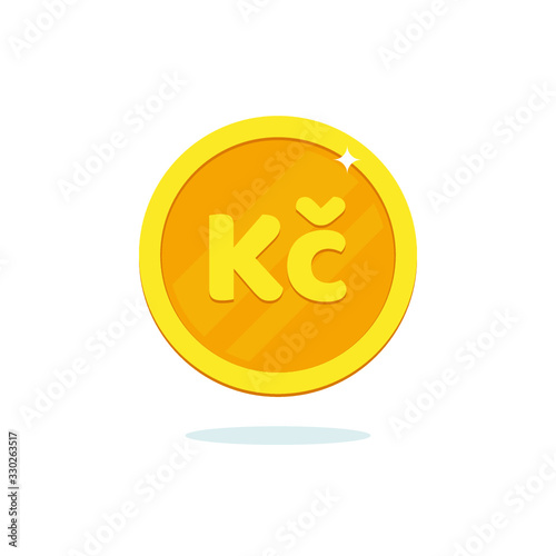 Czech koruna coin icon. Vector money illustration.