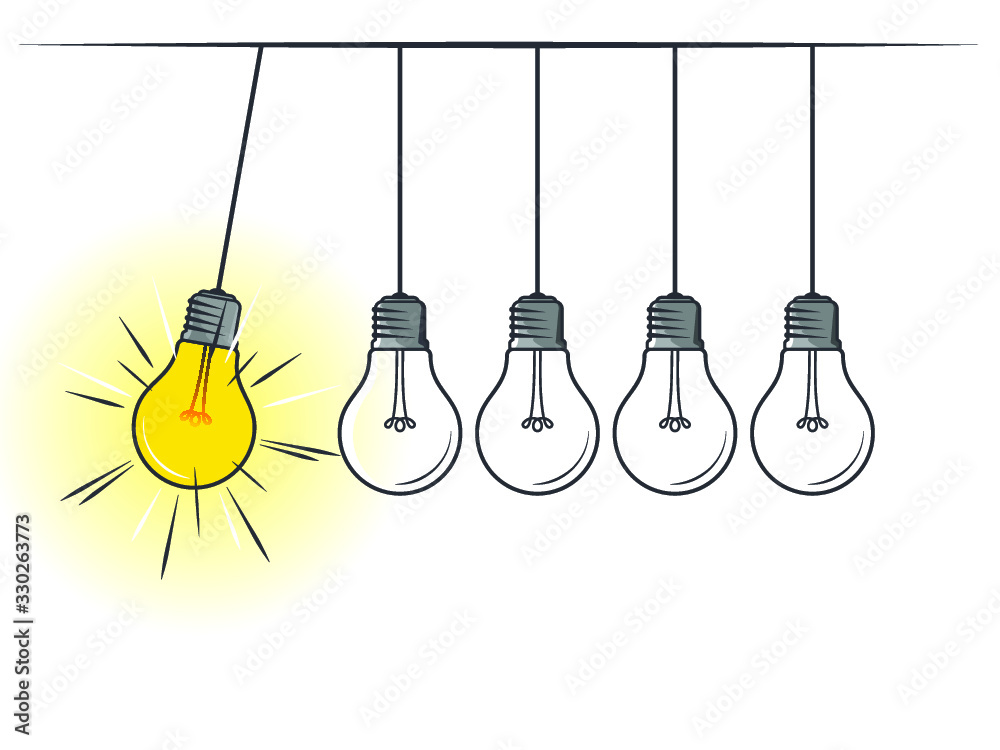 VectorStock Light bulb newton cradle pendulum idea VectorStock Light bulb newton cradle pendulum idea