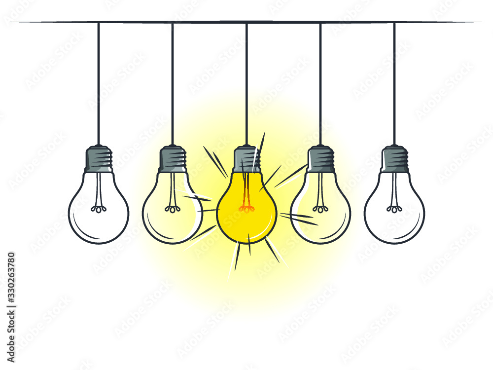 Think differently, standing out from the crowd -The graphic of light bulb represents business concept. New idea, change, trend, courage, creative solution, innovation and unique way concept. Think differently, standing out from the crowd -The graphic of light bulb represents business concept. New idea, change, trend, courage, creative solution, innovation and unique way concept.