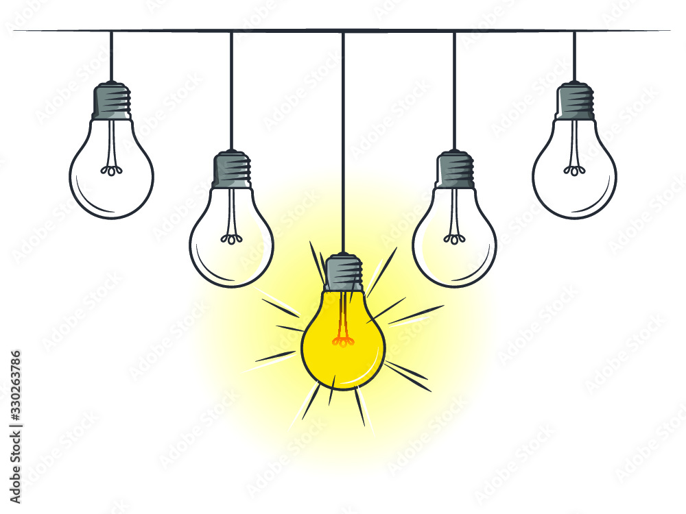 Think differently, standing out from the crowd -The graphic of light bulb represents business concept. New idea, change, trend, courage, creative solution, innovation and unique way concept. 