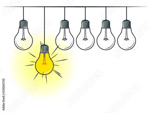 Think differently, standing out from the crowd -The graphic of light bulb represents business concept. New idea, change, trend, courage, creative solution, innovation and unique way concept. 