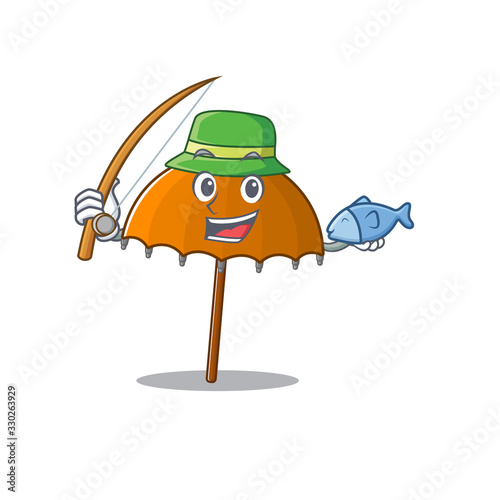A Picture of funny Fishing orange umbrella design