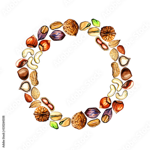 wreath of nuts pistachios peanuts pecans walnuts