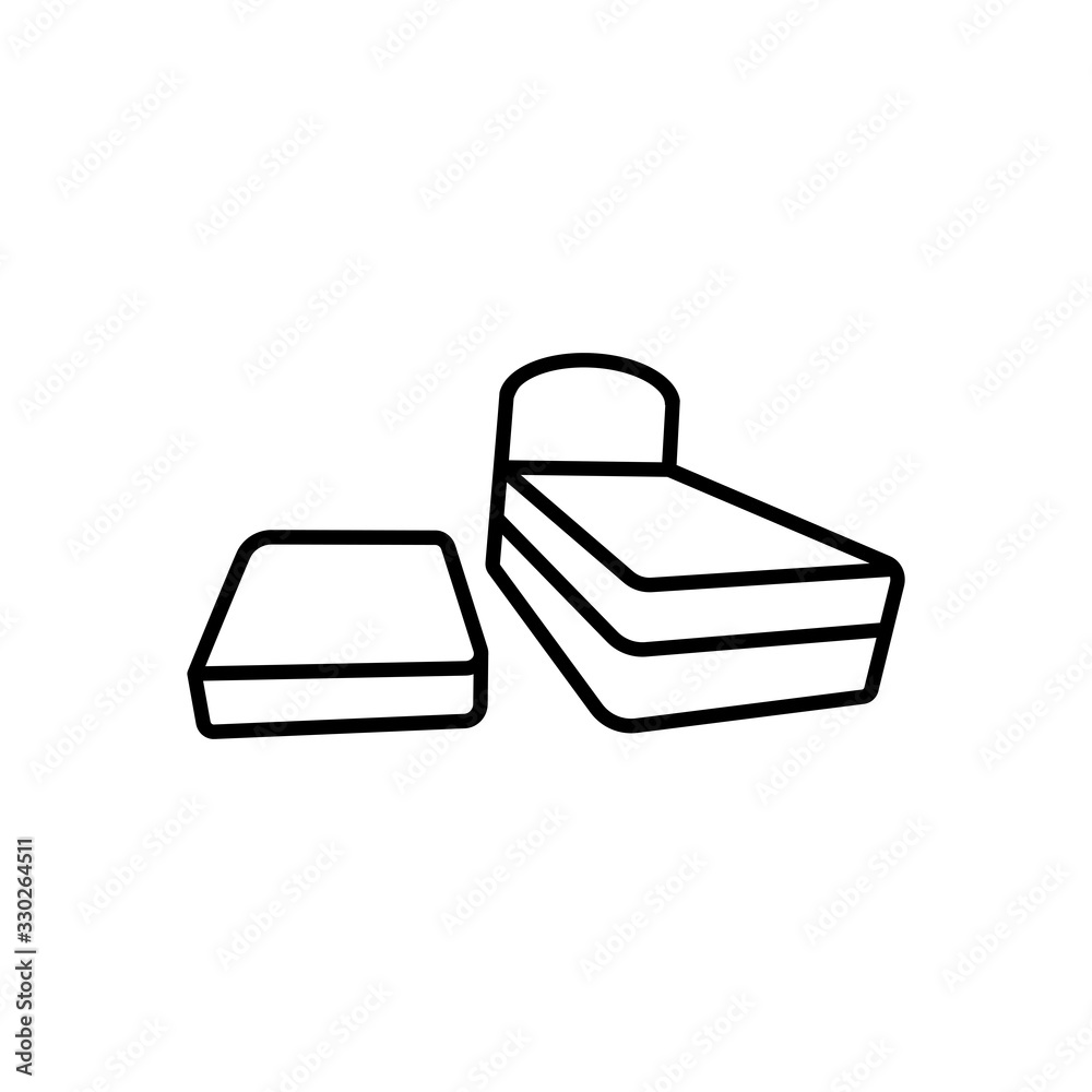 Icon of a double bed in a trendy flat design Icon of a double bed in a trendy flat design