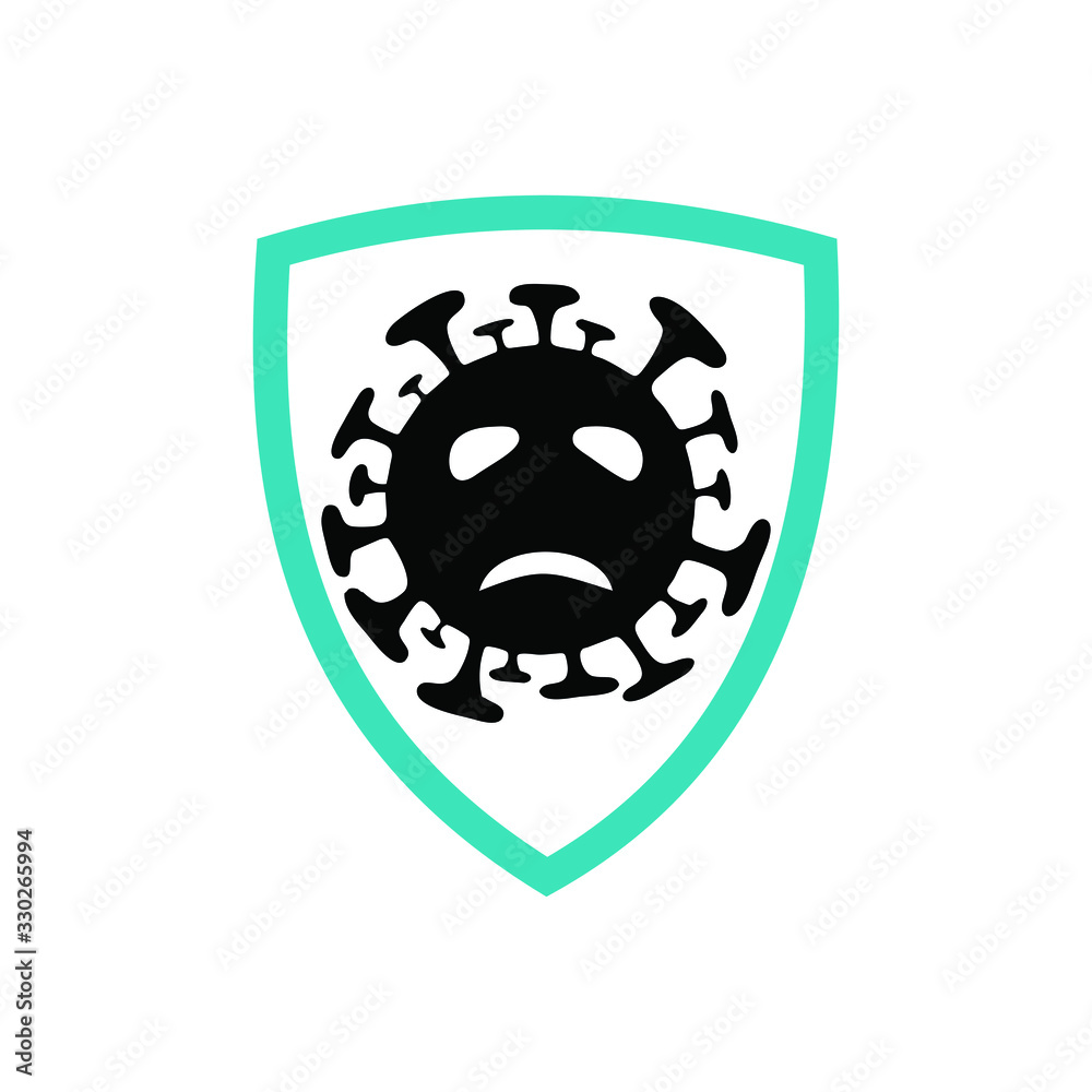 shield with a symbol of virus sign shield with a symbol of virus sign