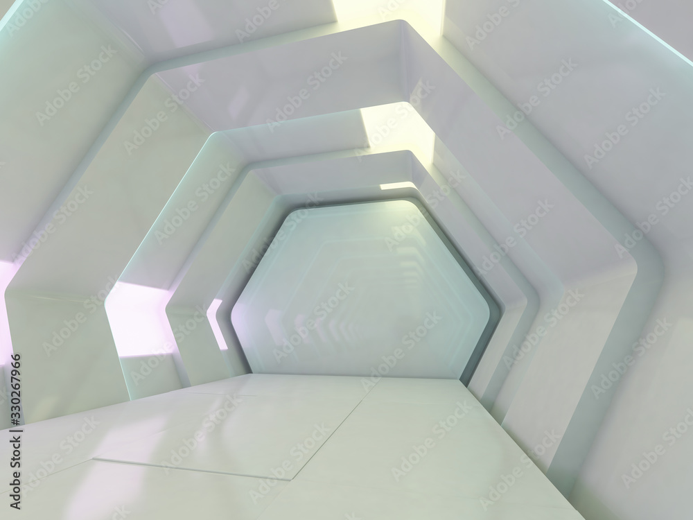 Obraz premium Abstract modern architecture background, empty open space interior. 3D