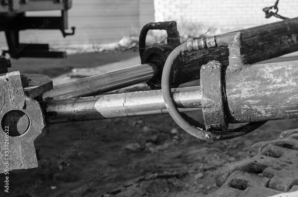 Fragment of the hydraulic system of an industrial drilling rig. Fragment of the hydraulic system of an industrial drilling rig.