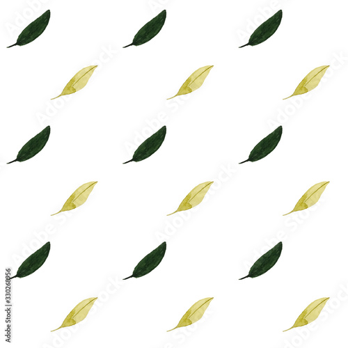 Seamless pattern of leaves. Watercolor illustration. Geometric pattern. Design for packaging, weddings, fabrics, textiles, Wallpaper, website, postcards.