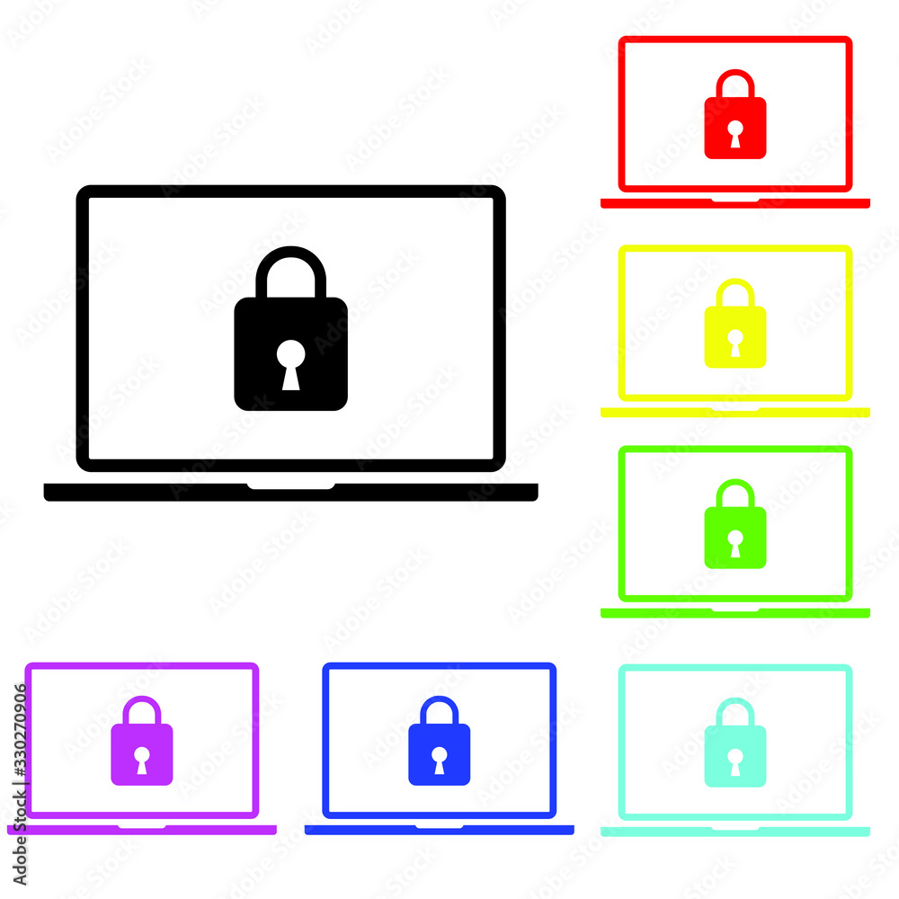 Computer security multi color icon. Simple thin line, outline illustration of security icons for ui and ux, website or mobile application