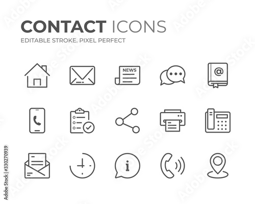 Contact Line Icons Set