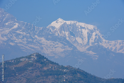 View at the Himalayan range over Pokhara on Nepal