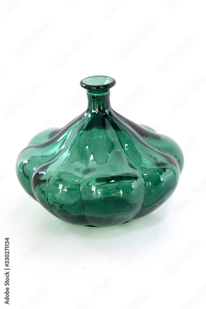 green glass flower vase isolated on white background green glass flower vase isolated on white background